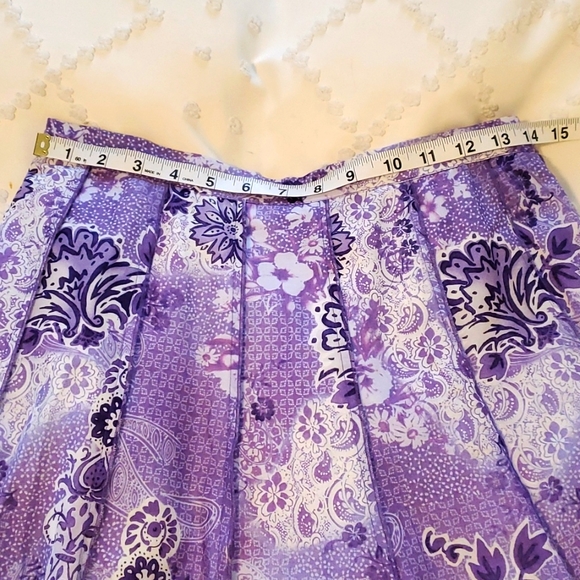 Purple floral midi cotton skirt - petite small - Picture 6 of 8